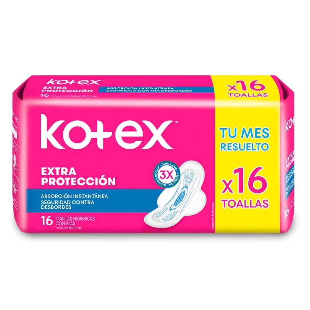 KOTEX TOALLA NORMAL C/ALAS 16 U