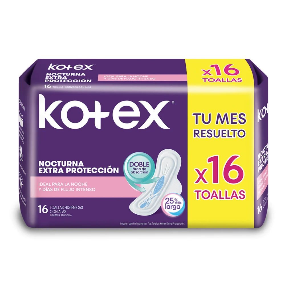 KOTEX TOALLA NOCTURNA C/ALAS 16 U